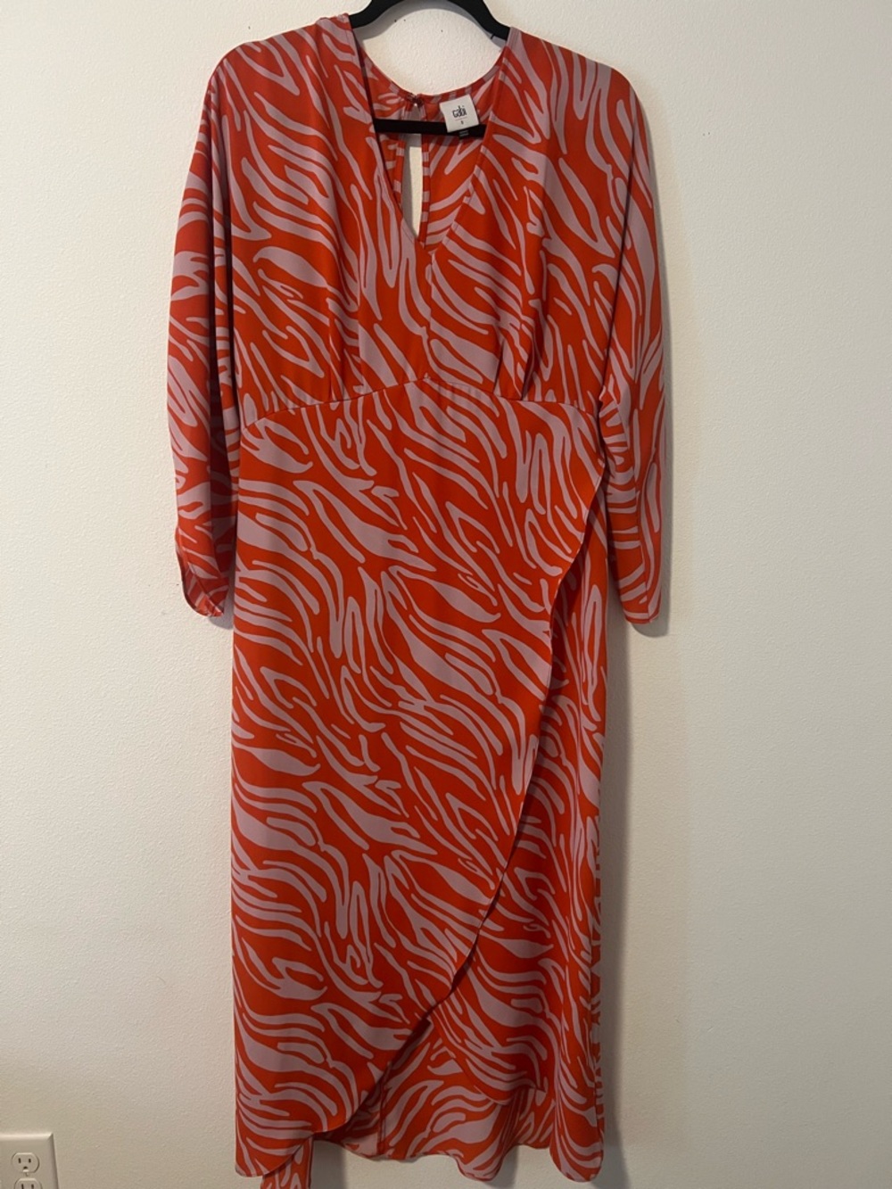 Orange & Light Pink Zebra Print Midi Dress